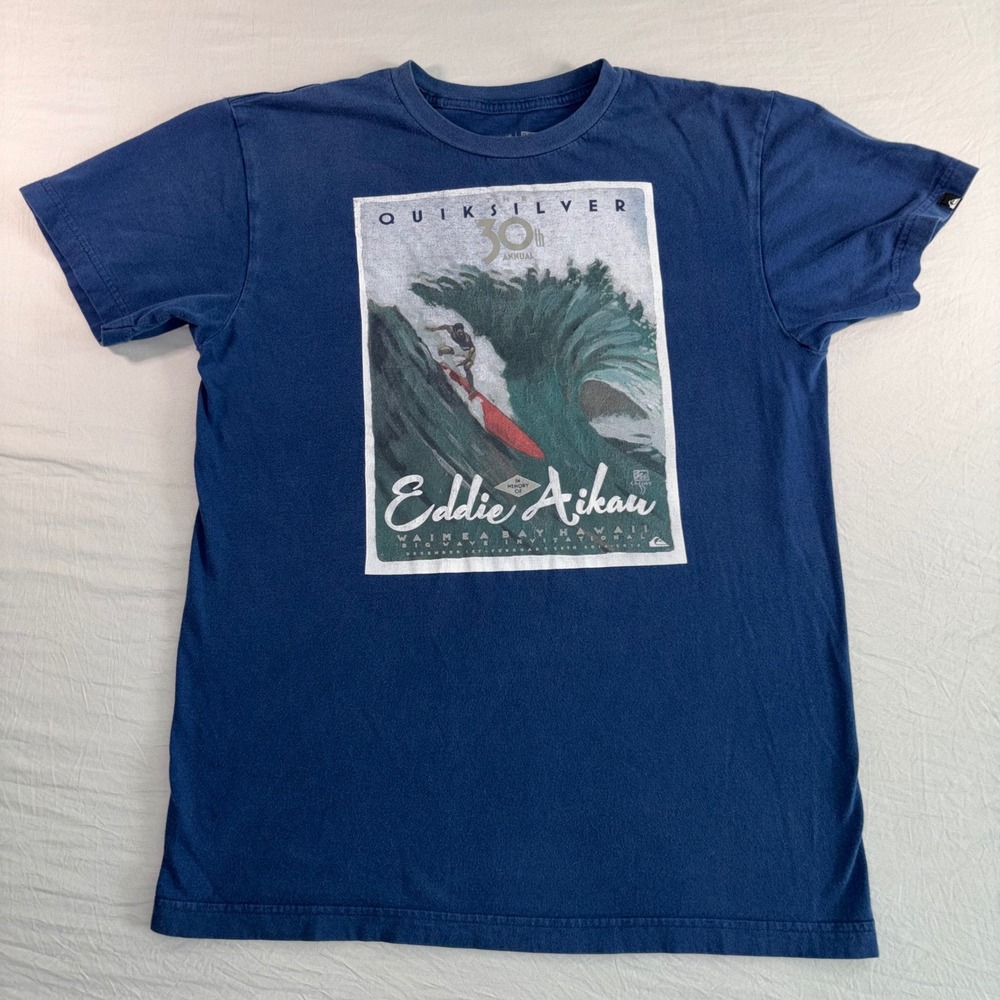 Quiksilver Boys Blue Eddie Aikau 30th Annual Waimea Bay Surf Graphic T-Shirt XL